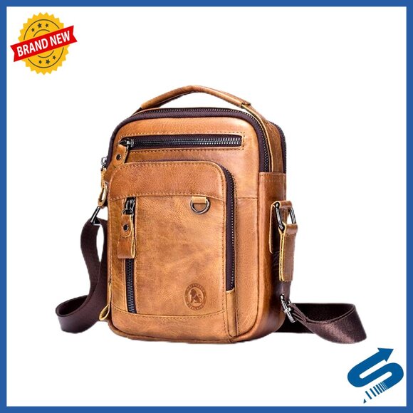 Genuine Leather Crossbody Bag with Multiple Pockets for Everyday Carry